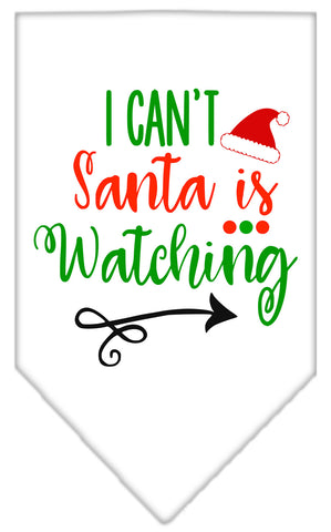 I Can't, Santa Is Watching Screen Print Bandana White Large