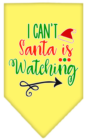 I Can't, Santa Is Watching Screen Print Bandana Yellow Large