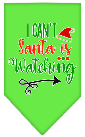 I Can't, Santa Is Watching Screen Print Bandana Lime Green Small