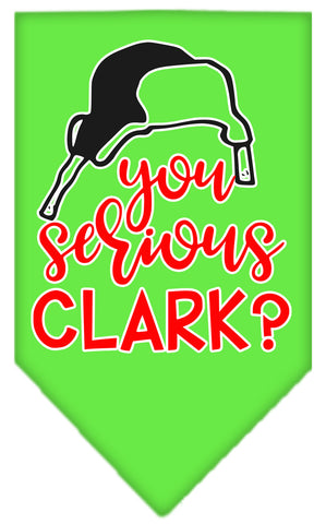 You Serious Clark? Screen Print Bandana Lime Green Small