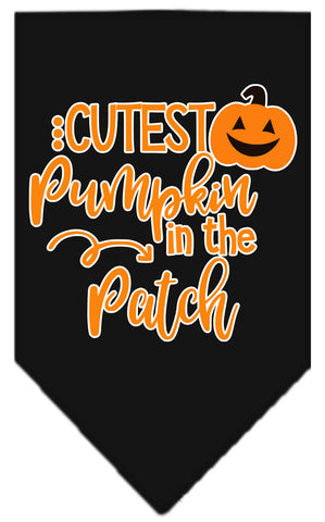 Cutest Pumpkin In The Patch Screen Print Bandana Black Large