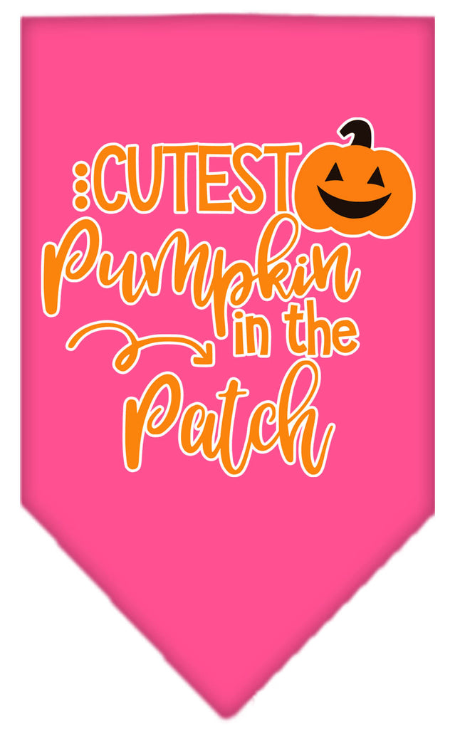 Cutest Pumpkin In The Patch Screen Print Bandana Bright Pink Large