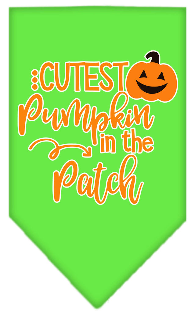 Cutest Pumpkin In The Patch Screen Print Bandana Lime Green Large