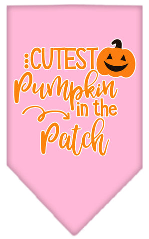 Cutest Pumpkin In The Patch Screen Print Bandana Light Pink Large