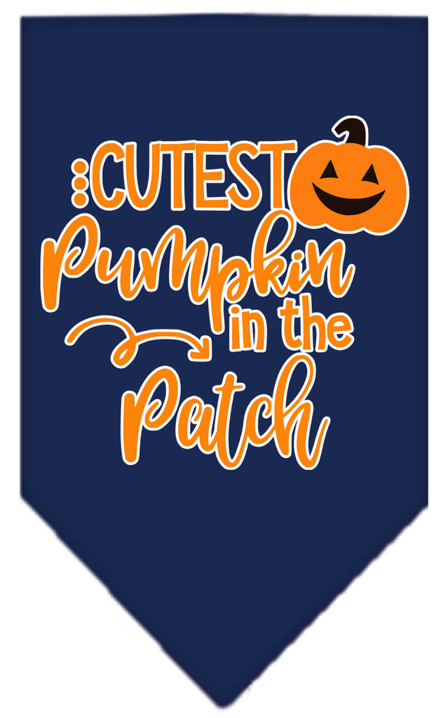 Cutest Pumpkin In The Patch Screen Print Bandana Navy Blue Large