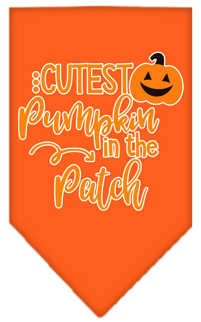 Cutest Pumpkin In The Patch Screen Print Bandana Orange Large