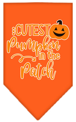 Cutest Pumpkin In The Patch Screen Print Bandana Orange Large