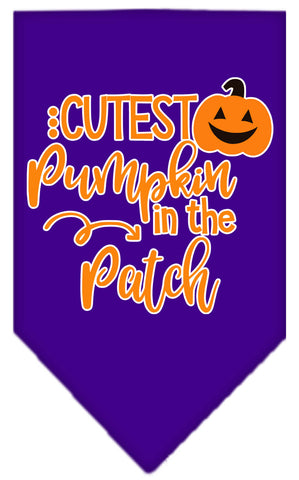 Cutest Pumpkin In The Patch Screen Print Bandana Purple Large