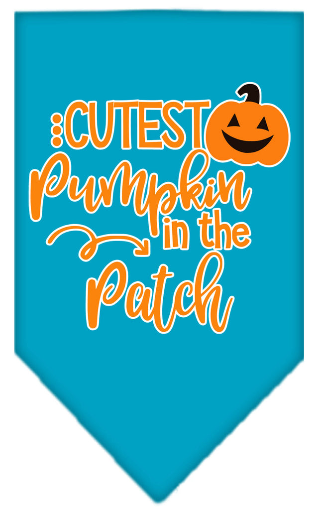 Cutest Pumpkin In The Patch Screen Print Bandana Turquoise Large