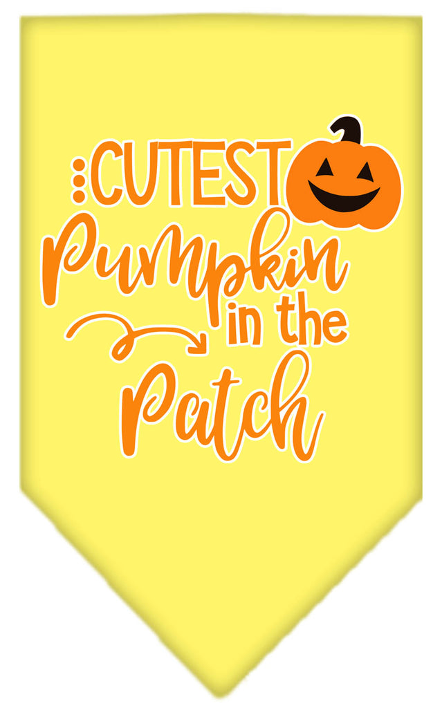 Cutest Pumpkin In The Patch Screen Print Bandana Yellow Large