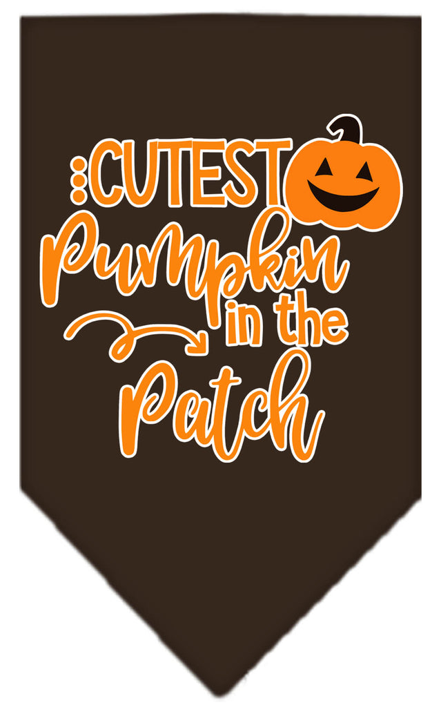 Cutest Pumpkin In The Patch Screen Print Bandana Cocoa Small