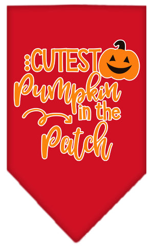 Cutest Pumpkin In The Patch Screen Print Bandana Red Small