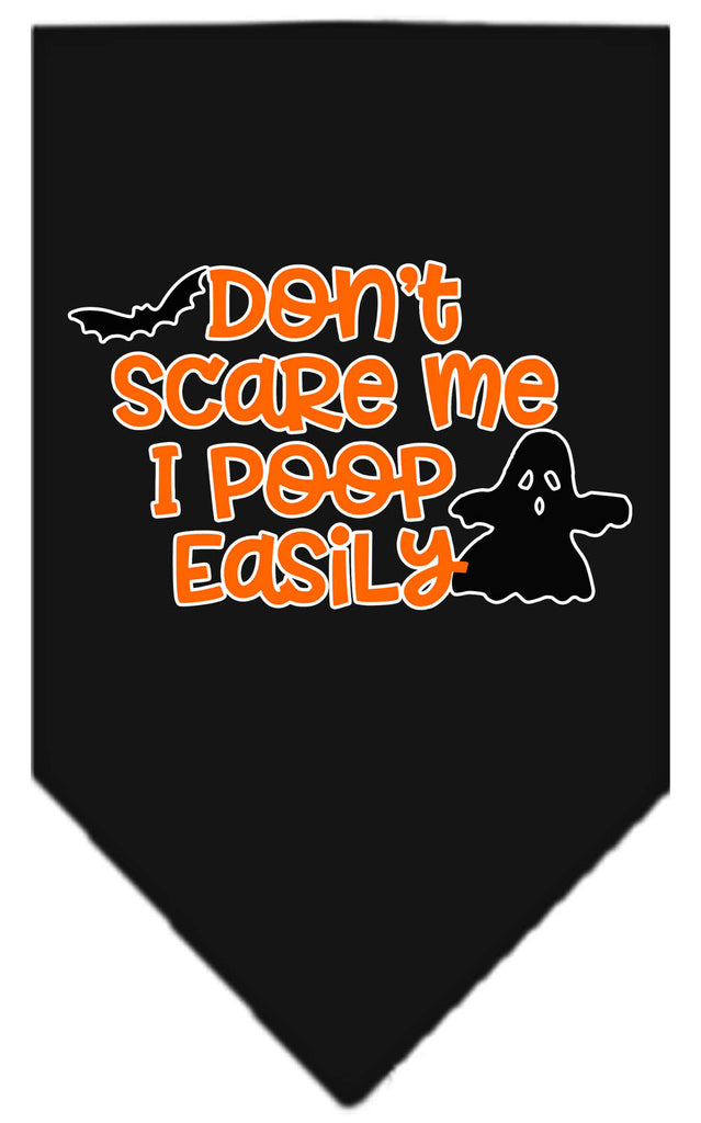 Don't Scare Me, Poops Easily Screen Print Bandana Black Large