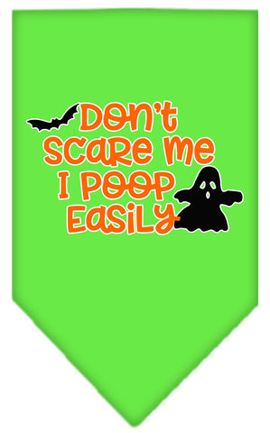 Don't Scare Me, Poops Easily Screen Print Bandana Lime Green Large