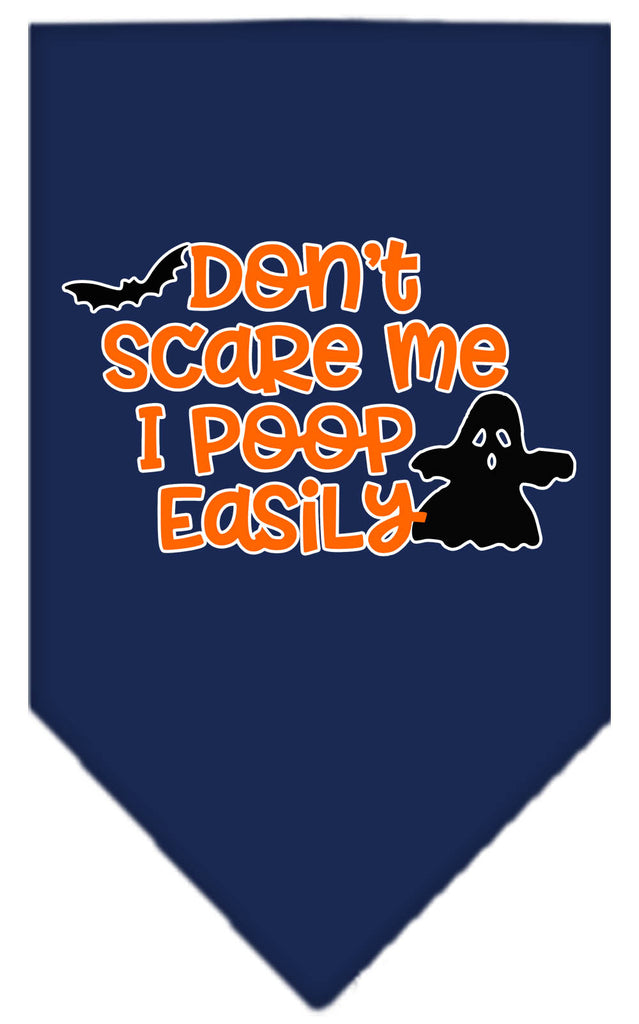 Don't Scare Me, Poops Easily Screen Print Bandana Navy Blue Large