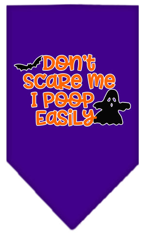 Don't Scare Me, Poops Easily Screen Print Bandana Purple Large