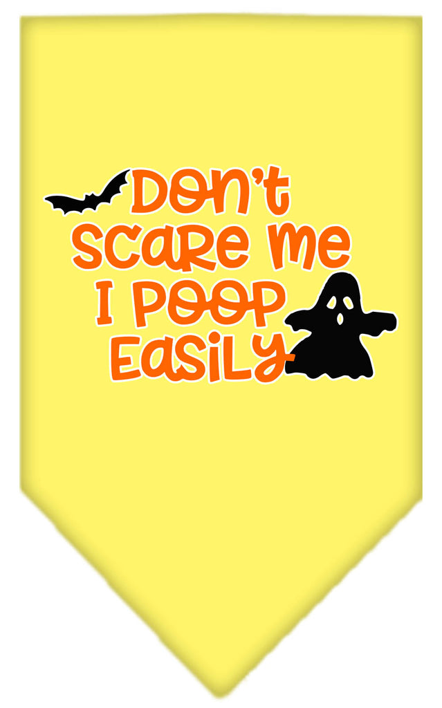 Don't Scare Me, Poops Easily Screen Print Bandana Yellow Large