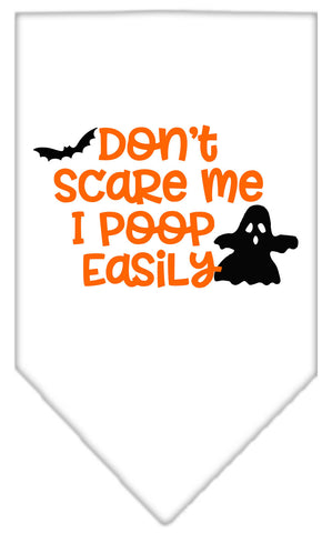 Don't Scare Me, Poops Easily Screen Print Bandana White Small