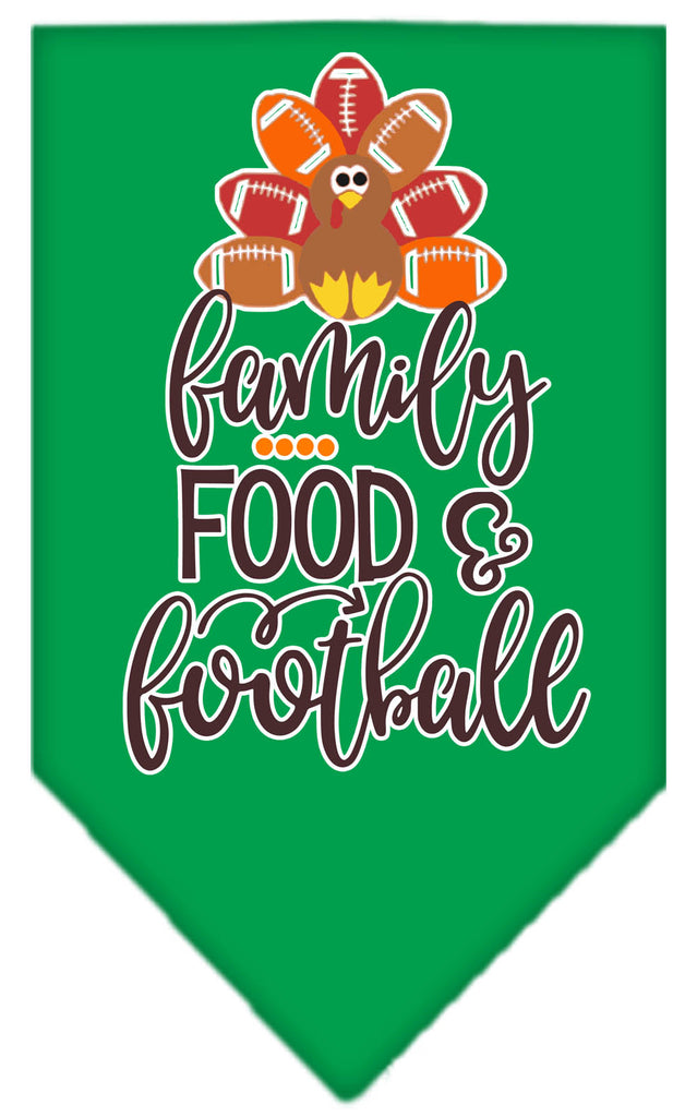 Family, Food, And Football Screen Print Bandana Emerald Green Large