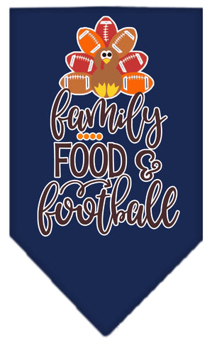 Family, Food, And Football Screen Print Bandana Navy Blue Large