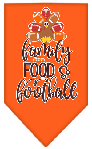 Family, Food, And Football Screen Print Bandana Orange Large