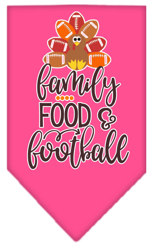 Family, Food, And Football Screen Print Bandana Bright Pink Small