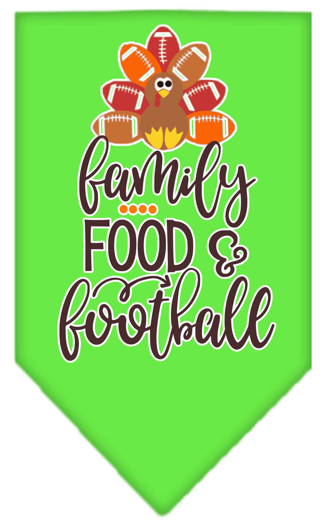 Family, Food, And Football Screen Print Bandana Lime Green Small