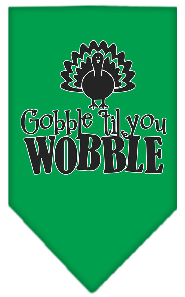 Gobble Til You Wobble Screen Print Bandana Emerald Green Large