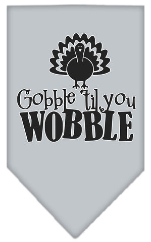 Gobble Til You Wobble Screen Print Bandana Grey Large