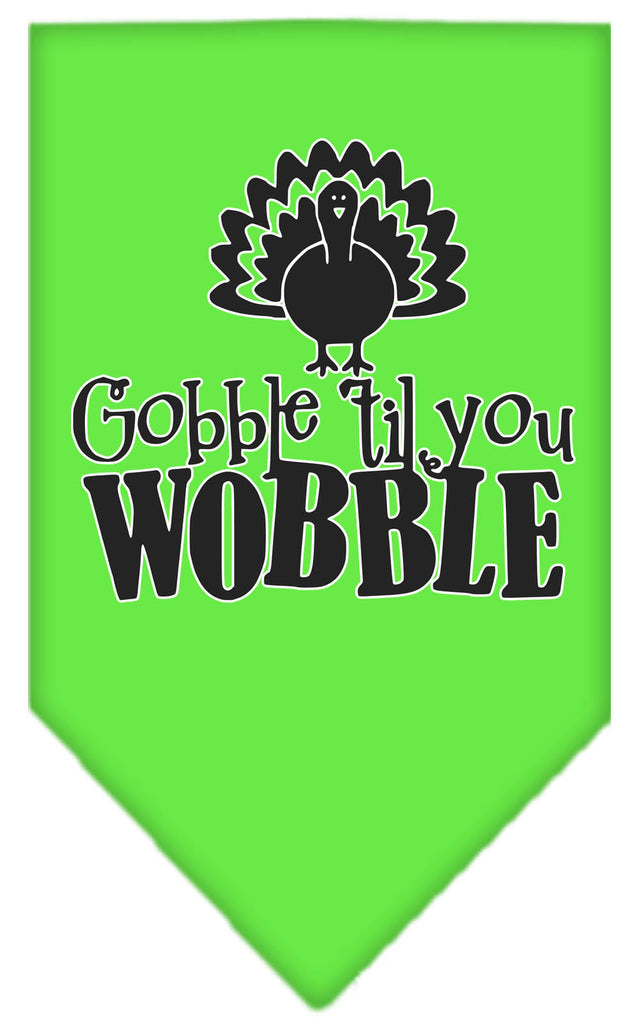 Gobble Til You Wobble Screen Print Bandana Lime Green Large