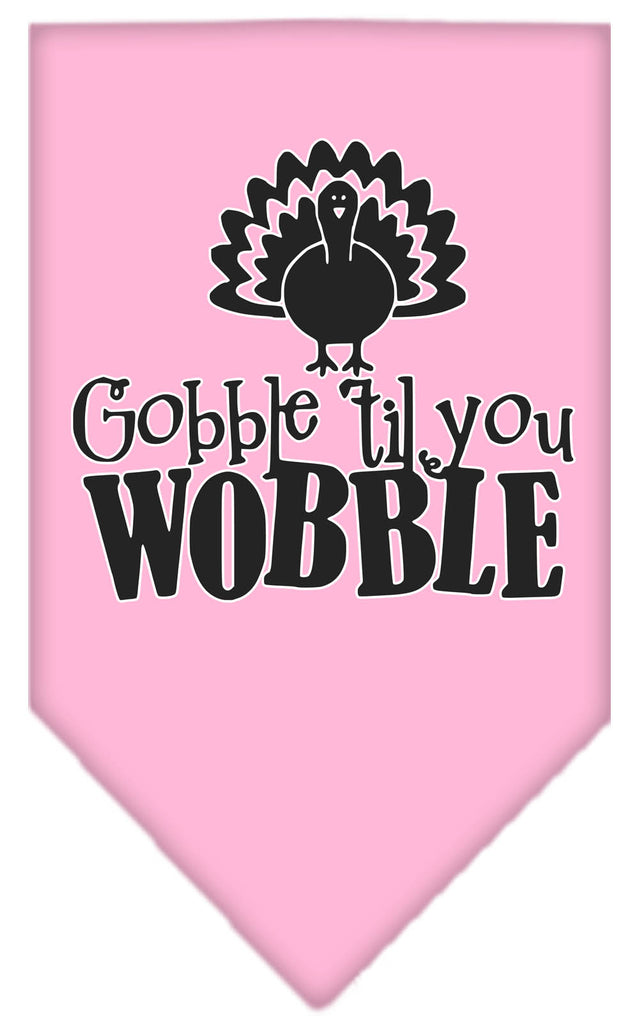 Gobble Til You Wobble Screen Print Bandana Light Pink Large