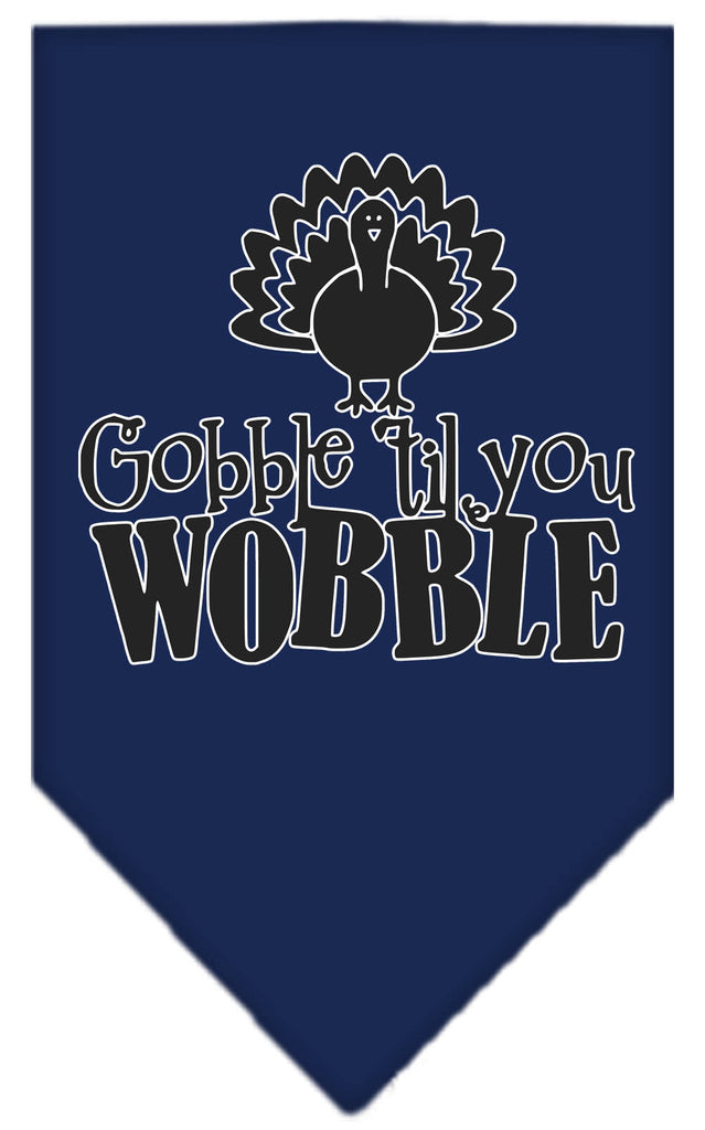 Gobble Til You Wobble Screen Print Bandana Navy Blue Large