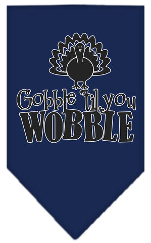 Gobble Til You Wobble Screen Print Bandana Navy Blue Large