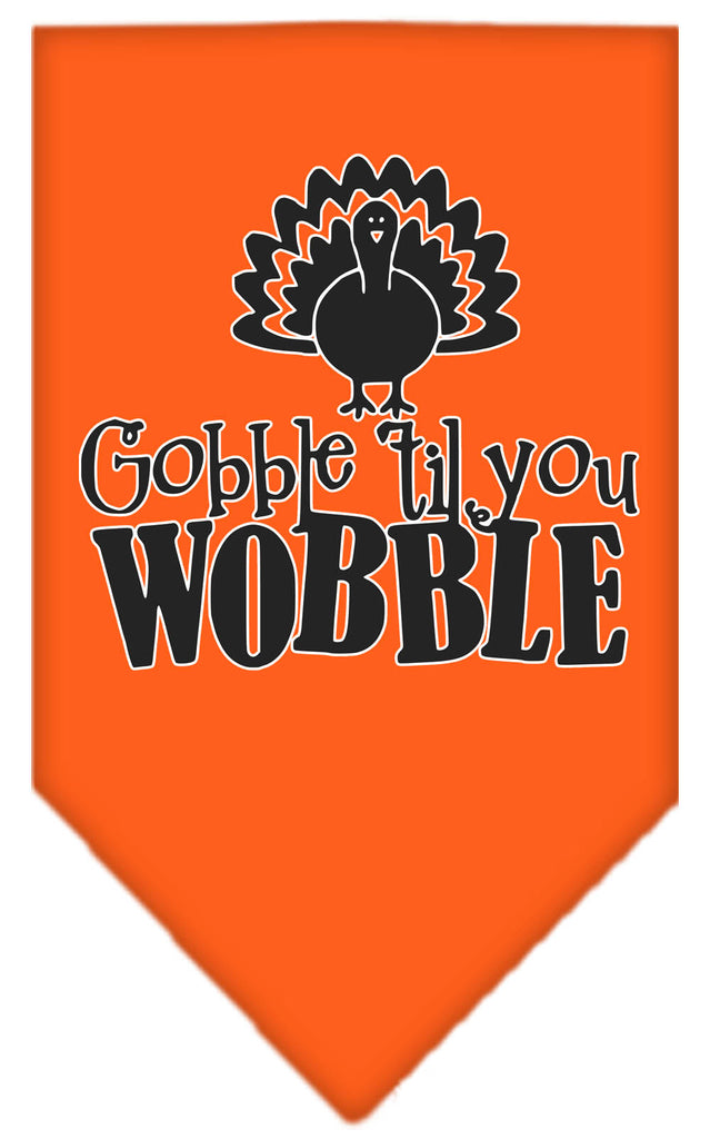 Gobble Til You Wobble Screen Print Bandana Orange Large