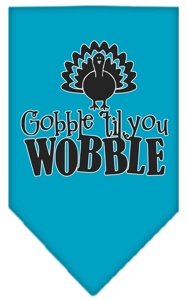 Gobble Til You Wobble Screen Print Bandana Turquoise Large