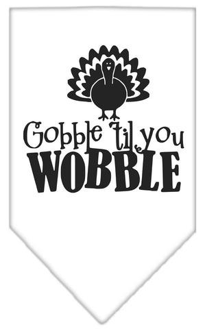 Gobble Til You Wobble Screen Print Bandana White Large