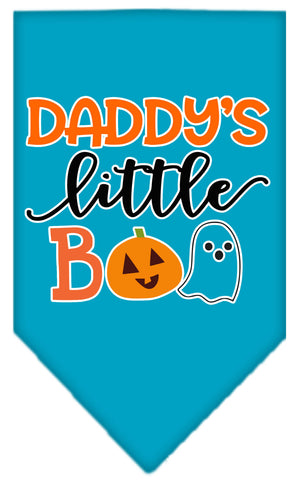 Daddy's Little Boo Screen Print Bandana Turquoise Large