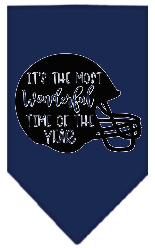 Most Wonderful Time Of The Year (football) Screen Print Bandana Navy Blue Large