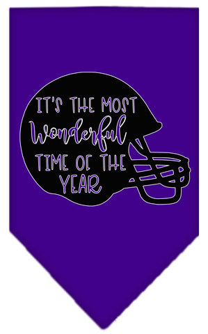 Most Wonderful Time Of The Year (football) Screen Print Bandana Purple Large