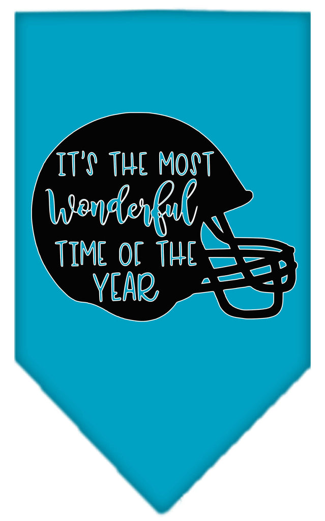 Most Wonderful Time Of The Year (football) Screen Print Bandana Turquoise Large