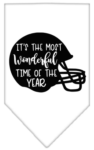 Most Wonderful Time Of The Year (football) Screen Print Bandana White Small