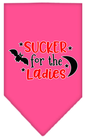 Sucker For The Ladies Screen Print Bandana Bright Pink Large