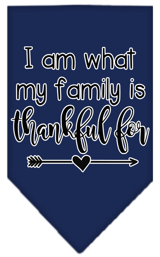 I Am What My Family Is Thankful For Screen Print Bandana Navy Blue Large