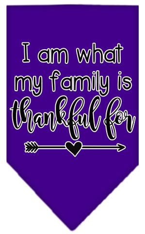 I Am What My Family Is Thankful For Screen Print Bandana Purple Large