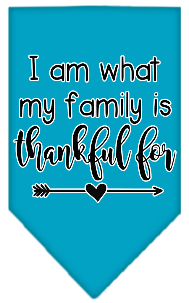 I Am What My Family Is Thankful For Screen Print Bandana Turquoise Large