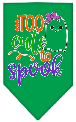 Too Cute To Spook-girly Ghost Screen Print Bandana Emerald Green Large