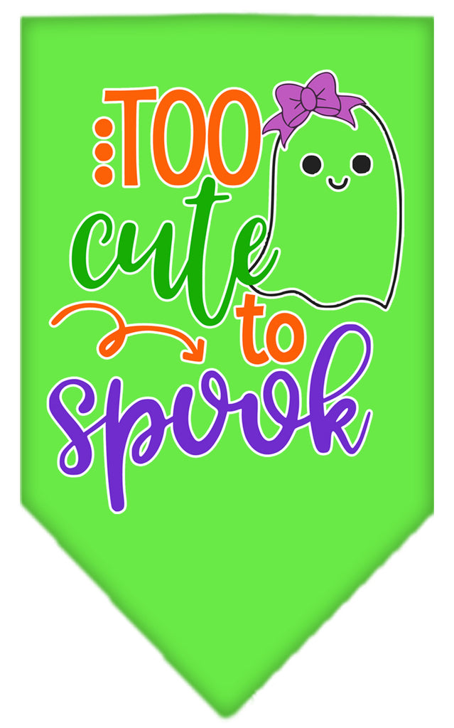 Too Cute To Spook-girly Ghost Screen Print Bandana Lime Green Large