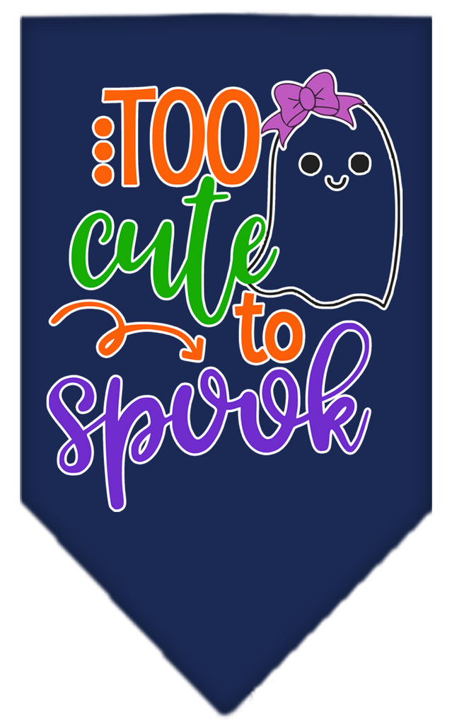 Too Cute To Spook-girly Ghost Screen Print Bandana Navy Blue Large