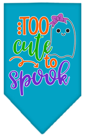 Too Cute To Spook-girly Ghost Screen Print Bandana Turquoise Large