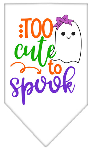 Too Cute To Spook-girly Ghost Screen Print Bandana White Large